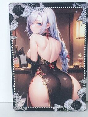 Shen He Black Dress Back  Waifu Card Anime Girl Wall Art Oversized Board A5